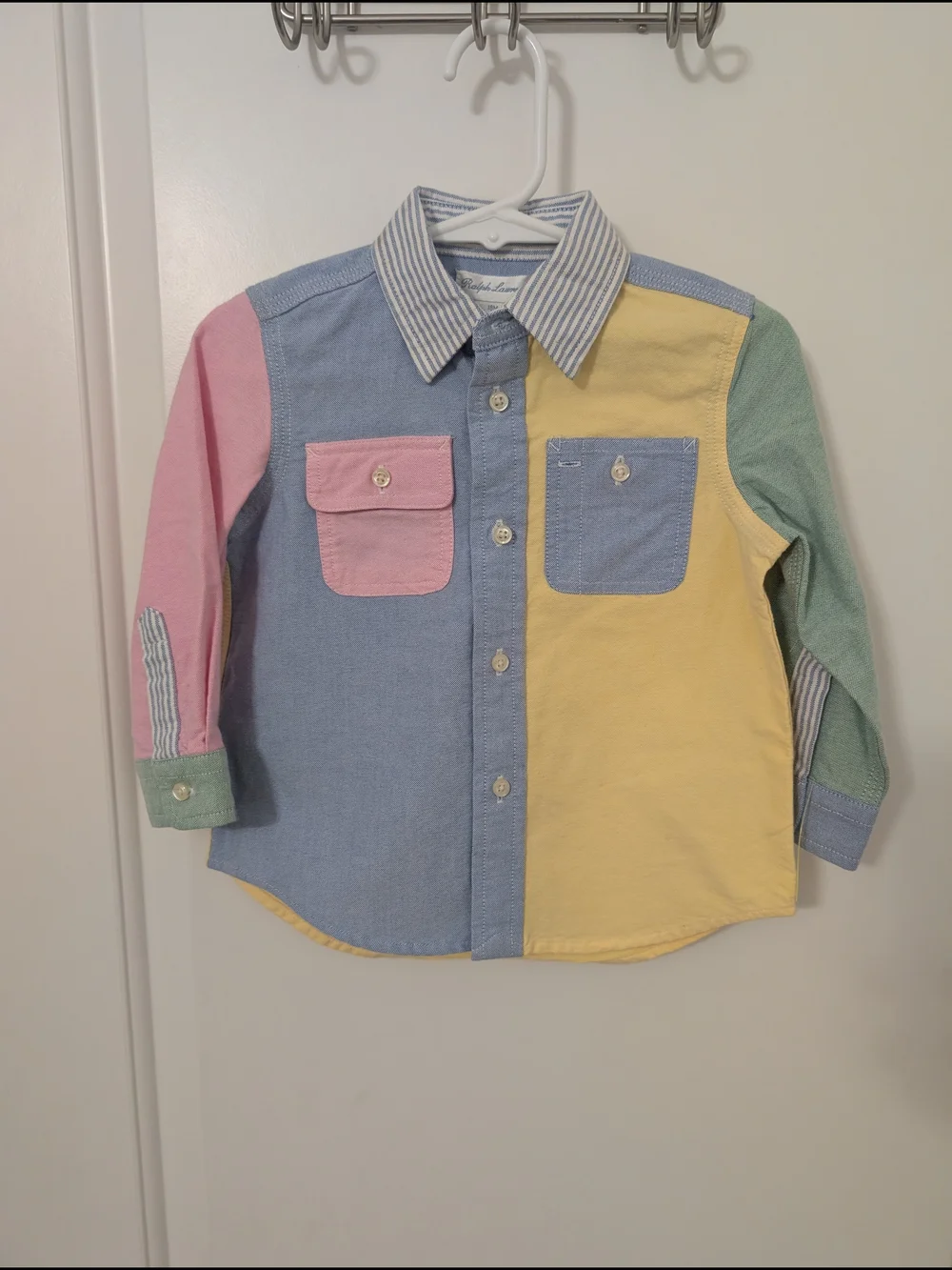 $ Ralph Lauren Pastel Colorblock Button-Down Shirt - Pink, Blue, Yellow, Green‎